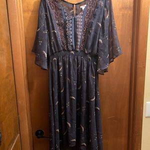 Bell sleeve high low paisley dress